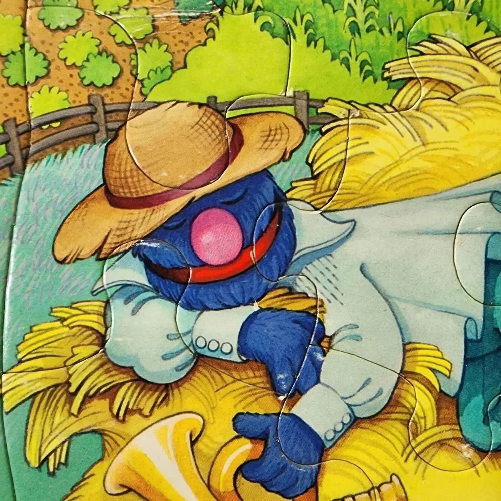 1993 Golden Frame‎ Tray Puzzle GROVER Sesame Street SMALL MONSTER BLUE Complete